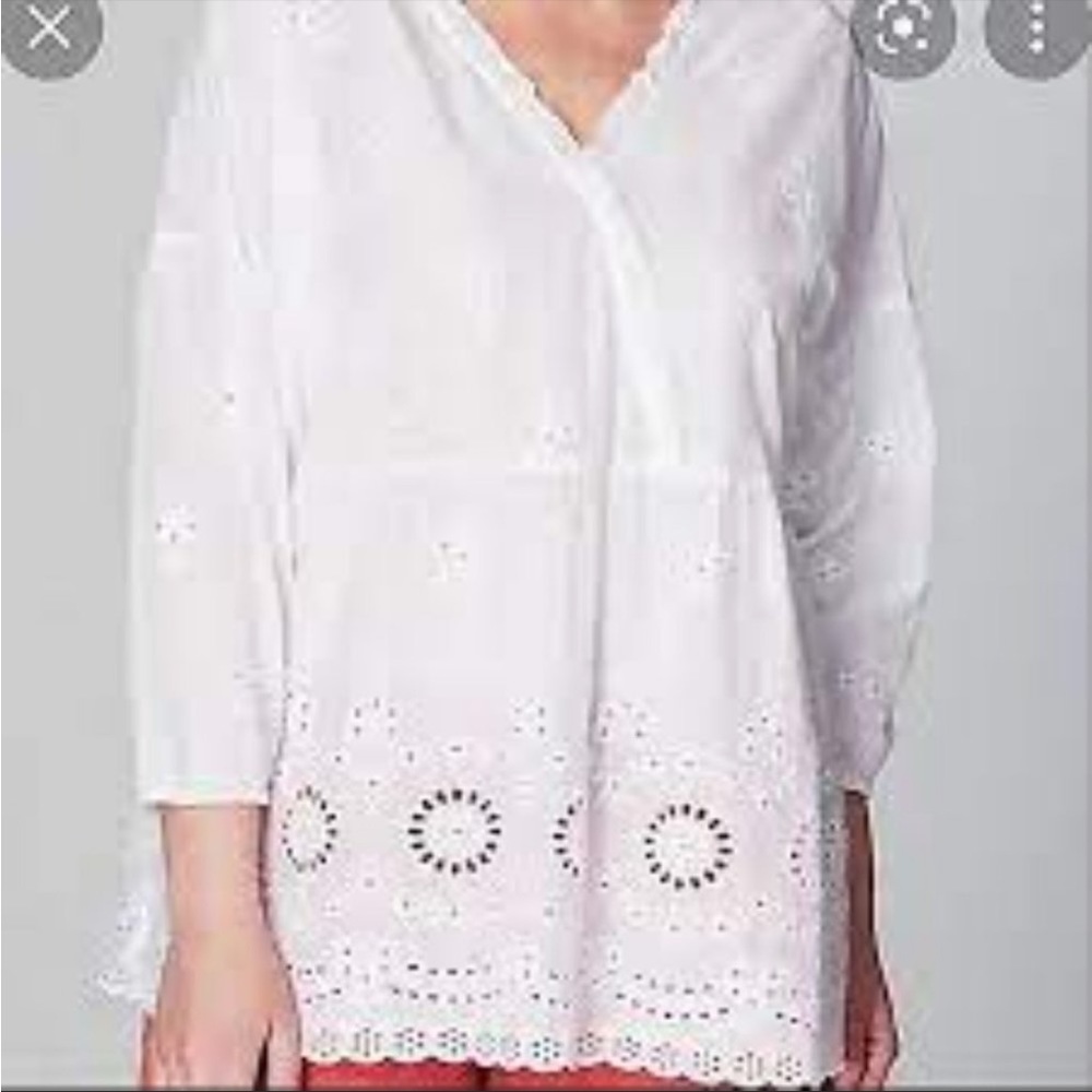 ⭐️ J. Jill Embroidered Eyelet Lace Blouse Size SMALL
